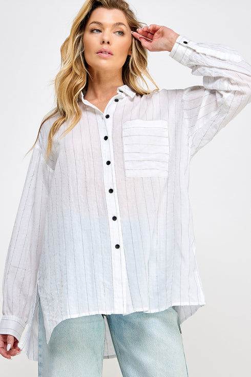 BLACK & WHITE RELAXED STRIPE SHIRT